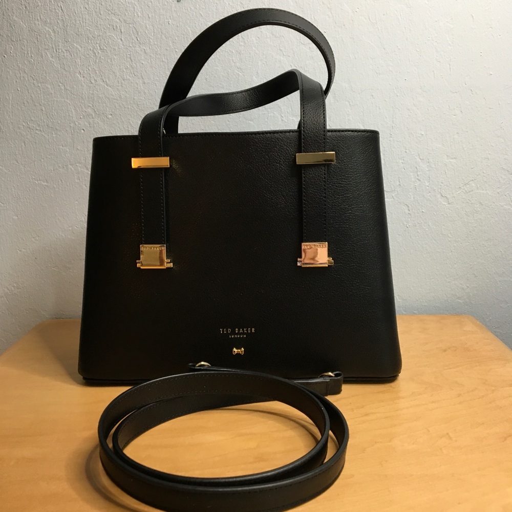 Ted Baker Black Satchel with Gold Accents
